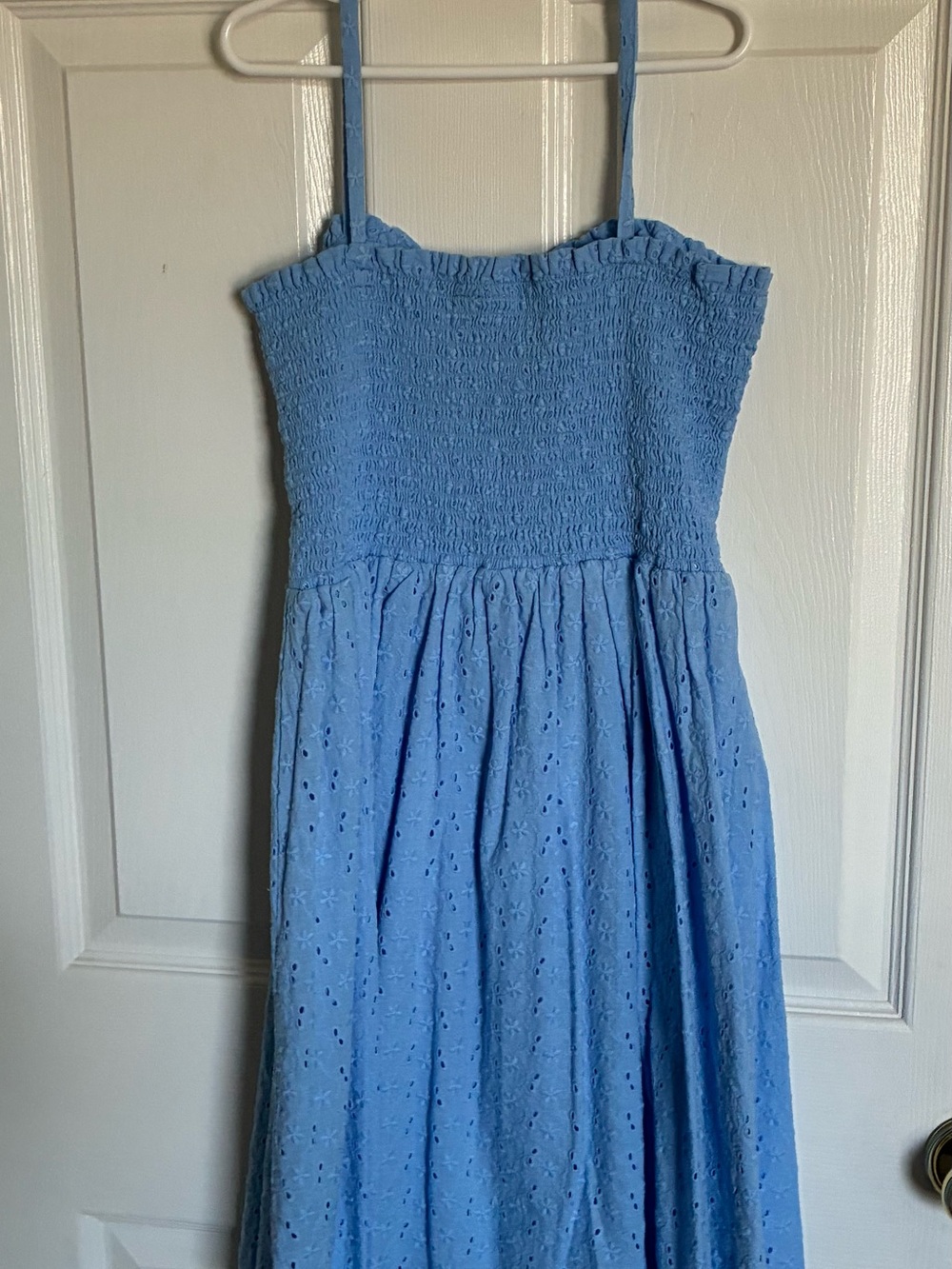 Janie and Jack Sky Blue Smocked Eyelet Sundress